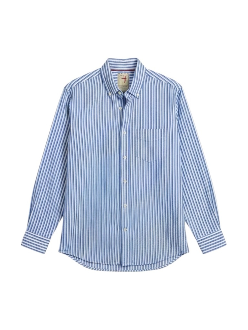 Relwen Sandbar Seersucker Shirt Blue Bi-Stripe Cotton Button Down Men’s Medium